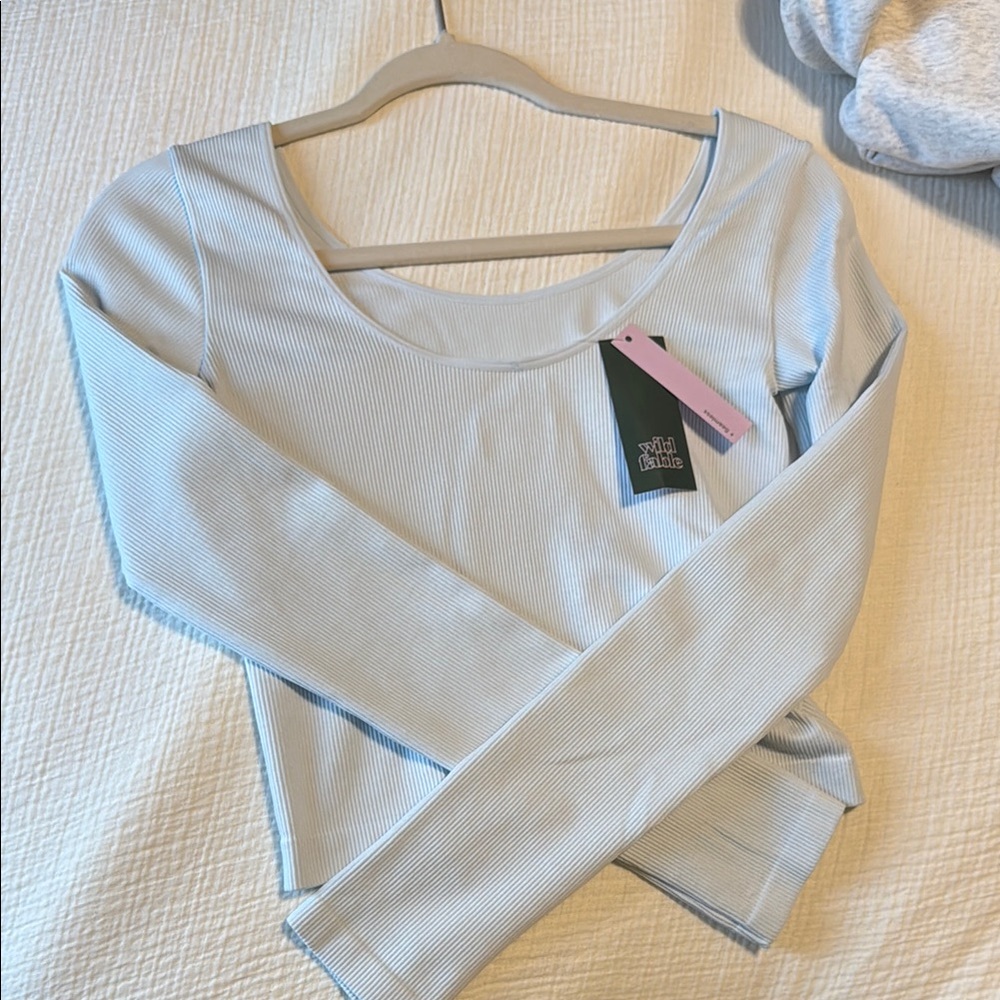 Wild Fable Light Blue Ribbed Crop Top